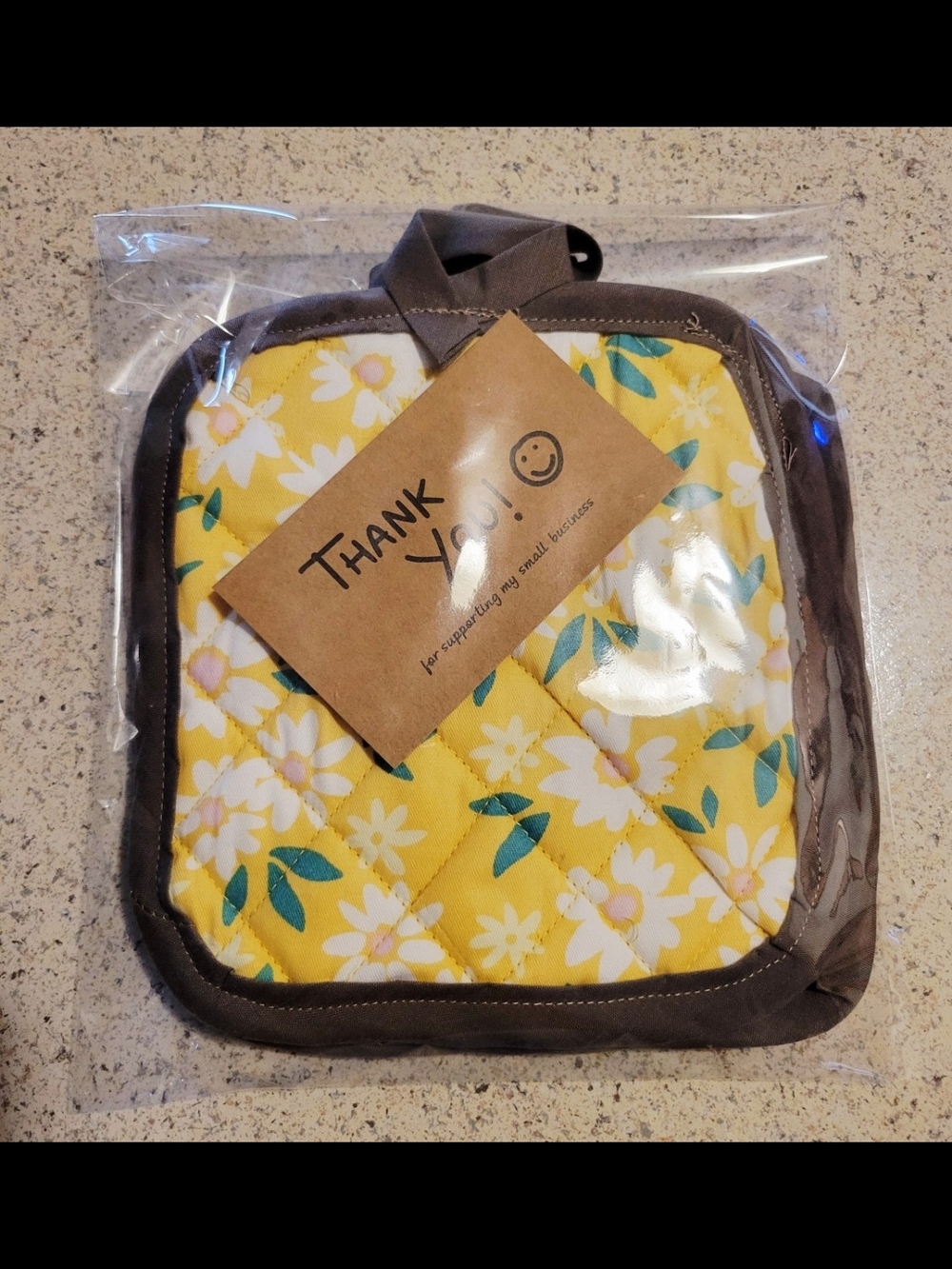 Yellow Floral Quilted Pot Holder - Women's Bags Accessory